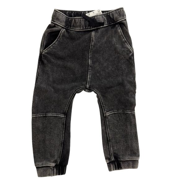 H&M Gray Acid Wash Moto Joggers Biker Pants Size 18 Months (US) New - Picture 1 of 4